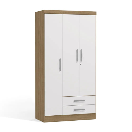 Ropero Ema 3 Puertas 2 Cajones MDP Maple/Blanco Kappesberg